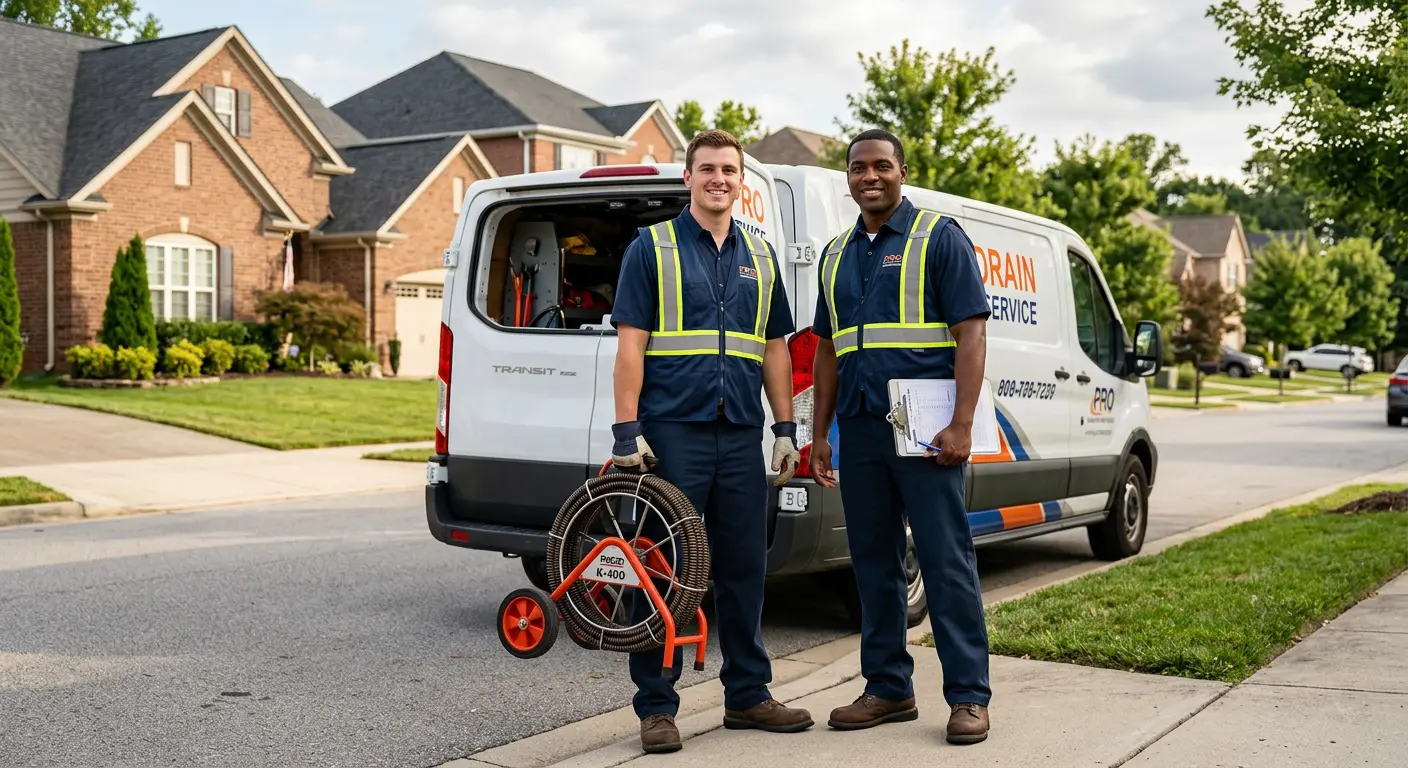 Sewer and drain service team with equipment ready for work in Bartow