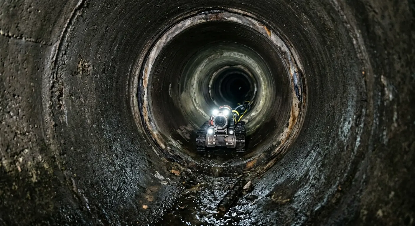 Robotic sewer camera inspecting pipe interior for Sewer Line Cleaning in Bartow